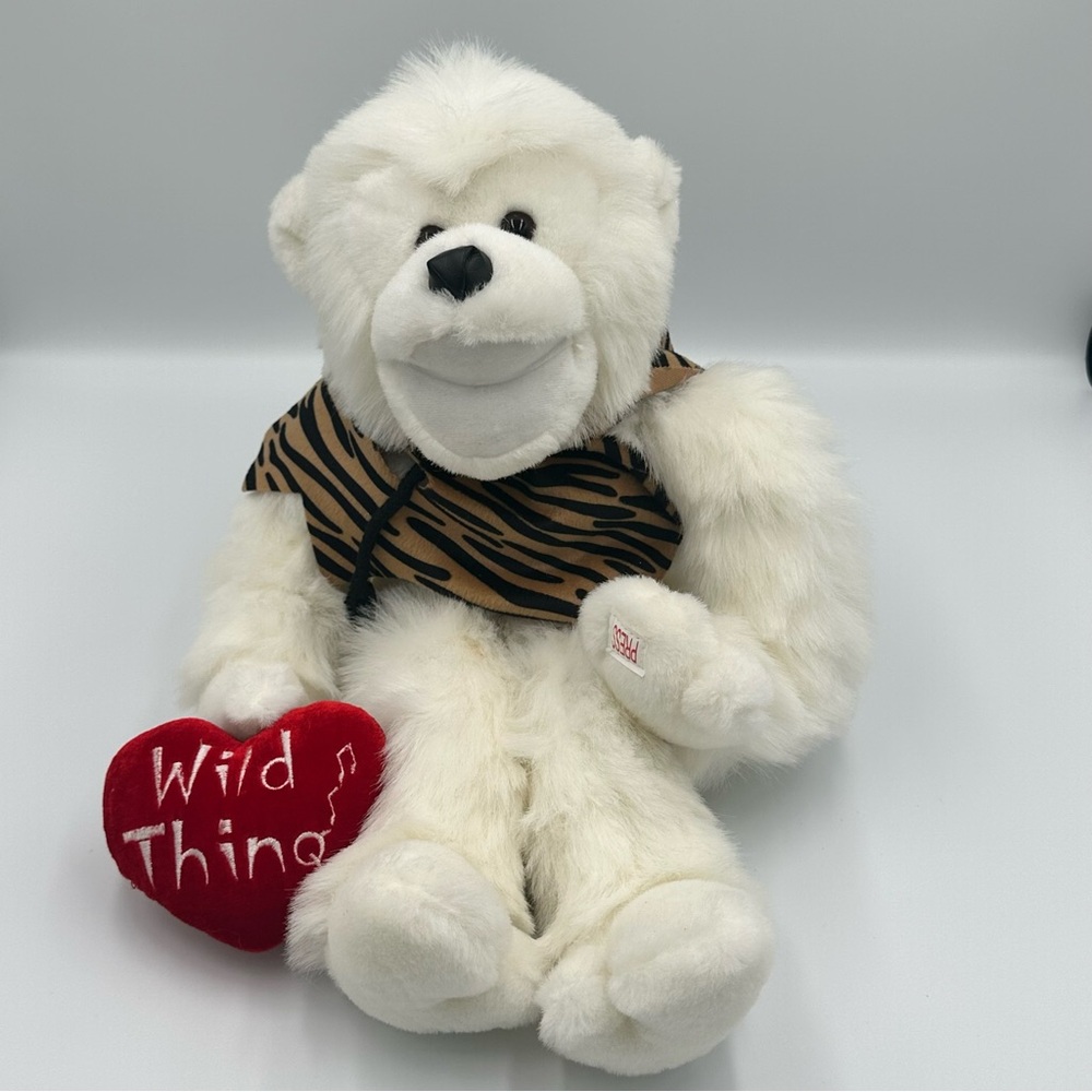 ZOO TUNES Vintage 17" Monkey Plush Musical plays "wild thing" Tested